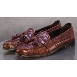Bragano Men's Woven Tassel Loafers Shoes Size 9.5 Crafted in Italy English Calf